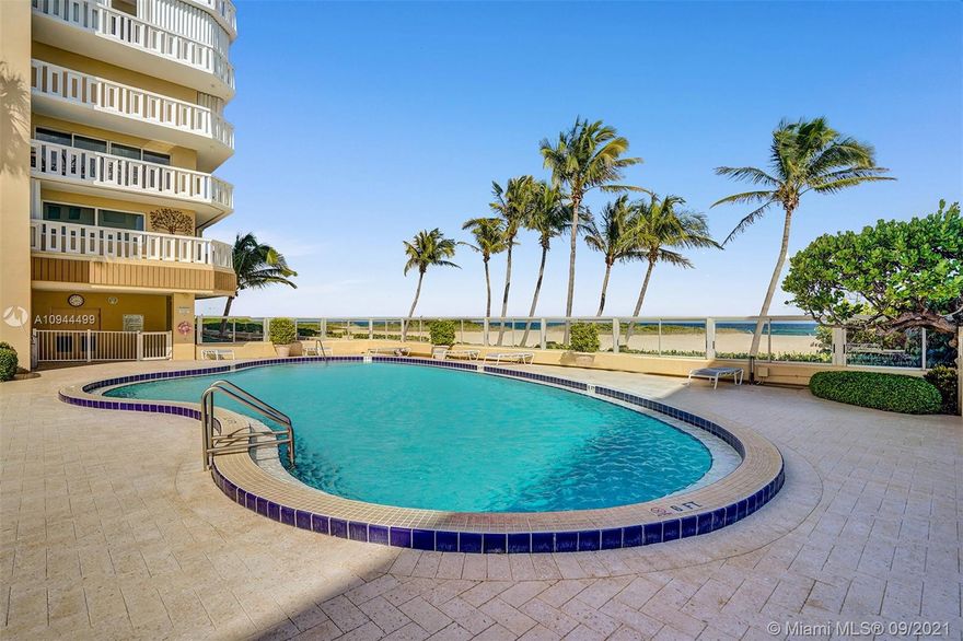 !!! PRICE REDUCED FOR A QUICK SALE !!! BUILDING DIRECT OCEANFRONT ON THE SAND !!! VIEW TO OCEAN AND POOL  FROM THE BALCONY .  THIS  SOUTH EAST UPGRADED CONDO 2BD / 2BA. OPEN KITCHEN, GRANITE COUNTER TOPS, CERAMIC TILE THROUGHOUT, REMODELED THE 2 BATHROOMS, WALKING CLOSET, HURRICANE IMPACT WINDOWS AND DOORS. NEW A/C 2 YEARS.  OVERSIZED BALCONY. WASHER AND DRYER IN THE CONDO. LOW MAINTENANCE. 24 HOUR SECURITY. GUEST PARKING.  POOL AND SUNDECK DIRECT IN FRONT OF THE BEACH. WATCH CRUISE SHIPS FROM FFOM EVERGLADES. CONVENIENT TO THE PIER / WATER TAXI / SHOPS /FABULOUS RESTAURANTS ARE MINUTES AWAY. ASSOCIATION STATES COMMUNITY 55+.