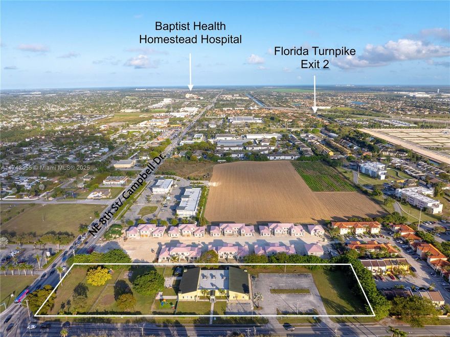 Discover an exceptional commercial opportunity in the heart of Homestead! Located on the highly visible corner of Campbell Drive and NE 12 Ave (Harris Field), this expansive 3.74-acre corner lot, zoned B-1, offers limitless potential for development. Currently functioning as a school with 13,000+ sqft, built in 2002, and 69 dedicated parking spaces, the property is ideally suited for a range of commercial uses. With a daily traffic flow of 39,300 vehicles, this prime location guarantees maximum exposure and accessibility for any business.. This is a rare opportunity to capitalize on a high-traffic, high-visibility location in one of Homestead’s busiest corridors.