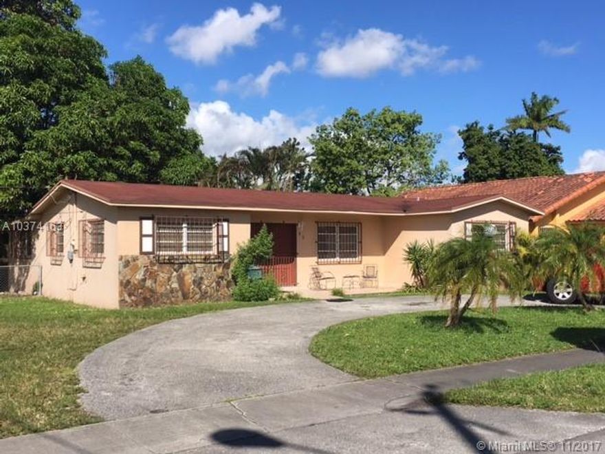 Exclusive spacious home in West Hialeah!  Excellent split floor plan.  Updated Kitchen with wood cabinets, granite counter tops and stainless steel appliances.  Updated bathroom.  Nice outdoor space ideal for entertaining.