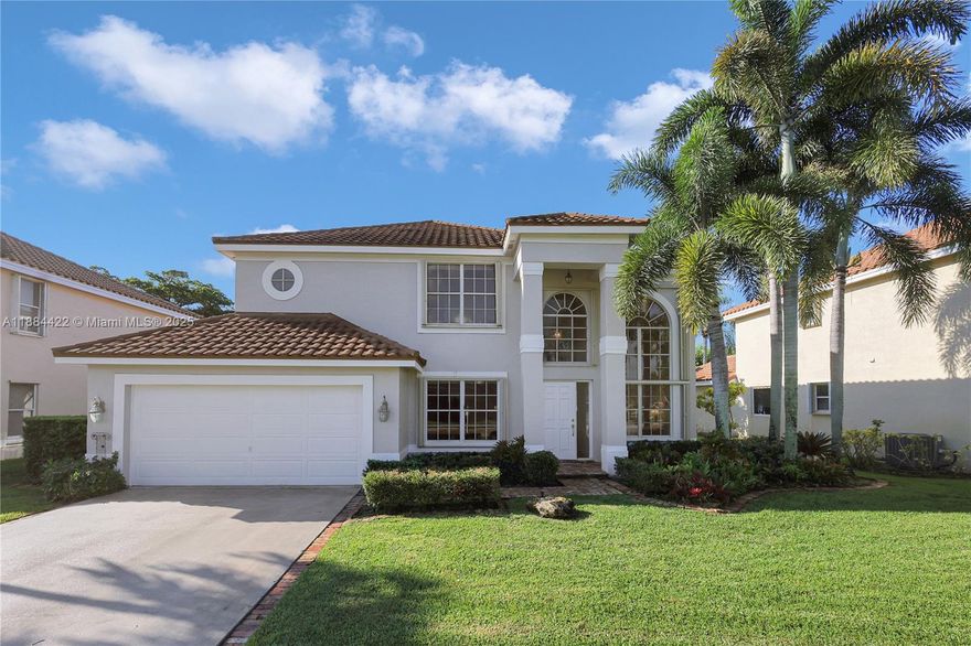 Beautiful 2-story home located in the Treasure Cay subdivision of Silver Lakes, Pembroke Pines. This 4 bedroom, 3 bathroom home offers 2,436 sq ft of living space with volume ceilings and plenty of natural light. Features include a freshly painted interior and exterior, new laminate flooring, and an upstairs loft that can easily be converted to a 5th bedroom. Enjoy peace of mind with a durable metal roof and accordian hurricane shutters. The large backyard overlooks a wide lake with room to add a pool, perfect for entertaining or relaxing. Community amenities include clubhouse, pool, volleyball, tennis, and basketball courts and more. Internet and cable included in HOA.
