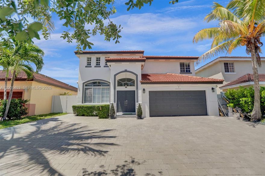 NO HOA. Beautifully remodeled two-story residence offering 4 bedrooms and 3 bathrooms, blending modern design with comfortable living. This move-in-ready home features a sleek updated kitchen with stainless steel appliances, upgraded tile flooring, and bright, open spaces throughout. The backyard is designed for both relaxation and entertaining, complete with a saltwater heated pool with jacuzzi and a covered pergola lounge with TV. An expansive paver driveway adds to the home’s strong curb appeal while providing ample parking. A well-balanced home with quality upgrades and inviting indoor-outdoor living.