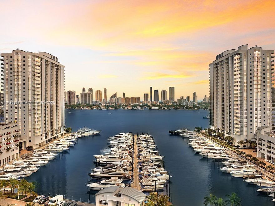 Experience luxury waterfront living at Marina Palms in this stunning 2-bedroom + den, 3-bath residence. (Spacious den can be used as a guest bedroom). Breathtaking bay & city views, with floor-to-ceiling windows that bathe the space with natural light. Gourmet Italian kitchen w high-end appliances (Sub-Zero & Wolf).  Incl's 1 assigned parking spot, 1 complimentary valet and climate-controlled storage room. This boater’s paradise offers a full-service marina with dockage for yachts 40-100 ft., plus 5-Star world-class amenities: a waterfront pool, spa, fitness center, wet & dry sauna, kids’ club, business lounge and News Café. 24/7 Security. Minutes from the beach, Aventura & Bal Harbour malls, Gulfstream Park, fine dining, with easy access to Miami & Fort Lauderdale airports.
