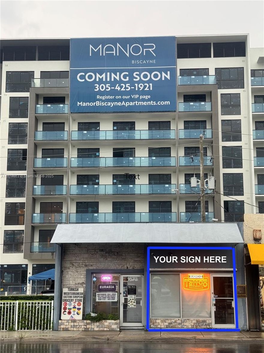 Bright and open commercial space offers approximately 535 sq ft of flexible use — perfect for retail, a creative showroom, office, or even an artist's studio.
Key Features:
Open floor plan 
Utility sink – ideal for artists or creative professionals
Private outdoor patio space 

Located just minutes from the North Miami Art District, North Miami Beach, and Bal Harbour, this space provides excellent access to vibrant neighborhoods, foot traffic, and a dynamic local community.