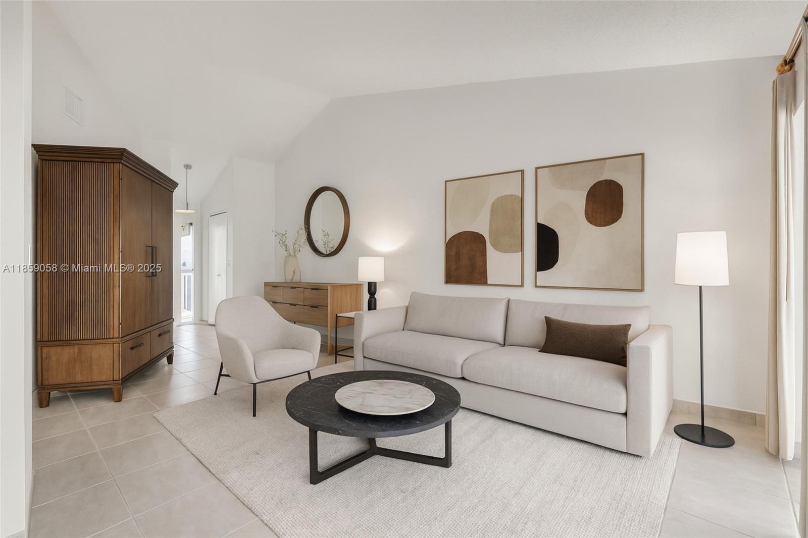 Discover this inviting 1-bedroom, 1-bath residence in the desirable Parc Vista community of Kendall. Surrounded by lush, tree-lined streets, residents enjoy access to resort-style amenities including a fitness center, tennis courts, and multiple sparkling pools. This bright and airy unit offers vaulted ceilings, abundant natural light, and serene views of the tennis courts and landscaped courtyard. The bathroom features high-quality finishes, while the kitchen is appointed with quartz countertops and tile flooring throughout. A convenient in-unit washer and dryer set, spacious screened balcony, and utility closet add everyday comfort and storage. Comes with one assigned parking space plus ample guest parking.