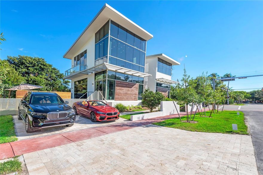 Just completed December 2021! One of a kind, beautifully crafted house in the heart of Miami Beach, on a corner lot facing a side street. 5 bed/5 bath design with a total area of 3,546 SF and just shy of 3,000 SF living area. About 570 SF of balconies/roof terrace. Two master suites for maximum flexibility. 30' glass wall facade with luxurious natural stone, aluminum and wood finishes. Great room features a soaring 27’ ceiling. Large windows throughout the house. Imported kitchen by Ornare with high quality quartz countertops/Bosch appliances. Soaking tubs, rain-head showers, body massage jets, heated back-lit mirrors, and more. Swimming pool with outdoor kitchen and outdoor shower. Whole house continued-supply power generator ready, never lose power or run out of gas during a hurricane.