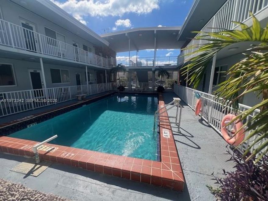 Convenient  pied-a-terre  or income property 2 blk from ocean . This unit is a large studio 442 sq ft  in a gated mimo building  that has a pool one of the nicest in the area. . You don't need a car here. You have across the street , publix, banks, many restaurants, shopping, and best of all  around the corner Nobe  offers a free trolly to get you around the town.