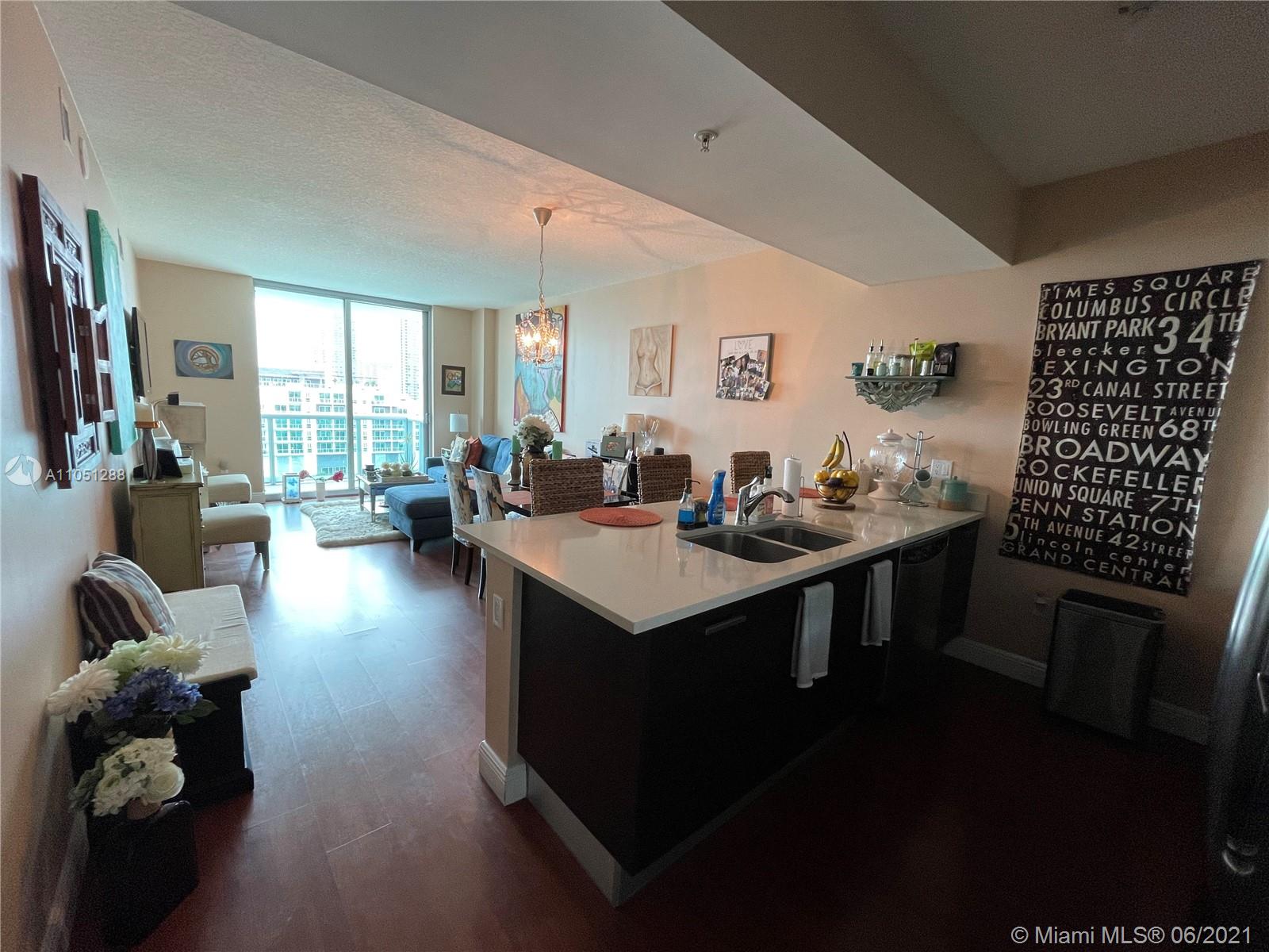 One of the most desired buildings in the Midtown/Design District area. One bedroom, one bath w/ stainless steel appliances, washer and dryer within unit. Great balcony with views. Infinity-edged pool, gym, jacuzzi & bar. Walking distances to restaurants, shops, art galleries, Performing Arts Center, American Airlines Arena and more. Currently tenant occupied through 7/19/21. 1-2 week HOA tenant approval.