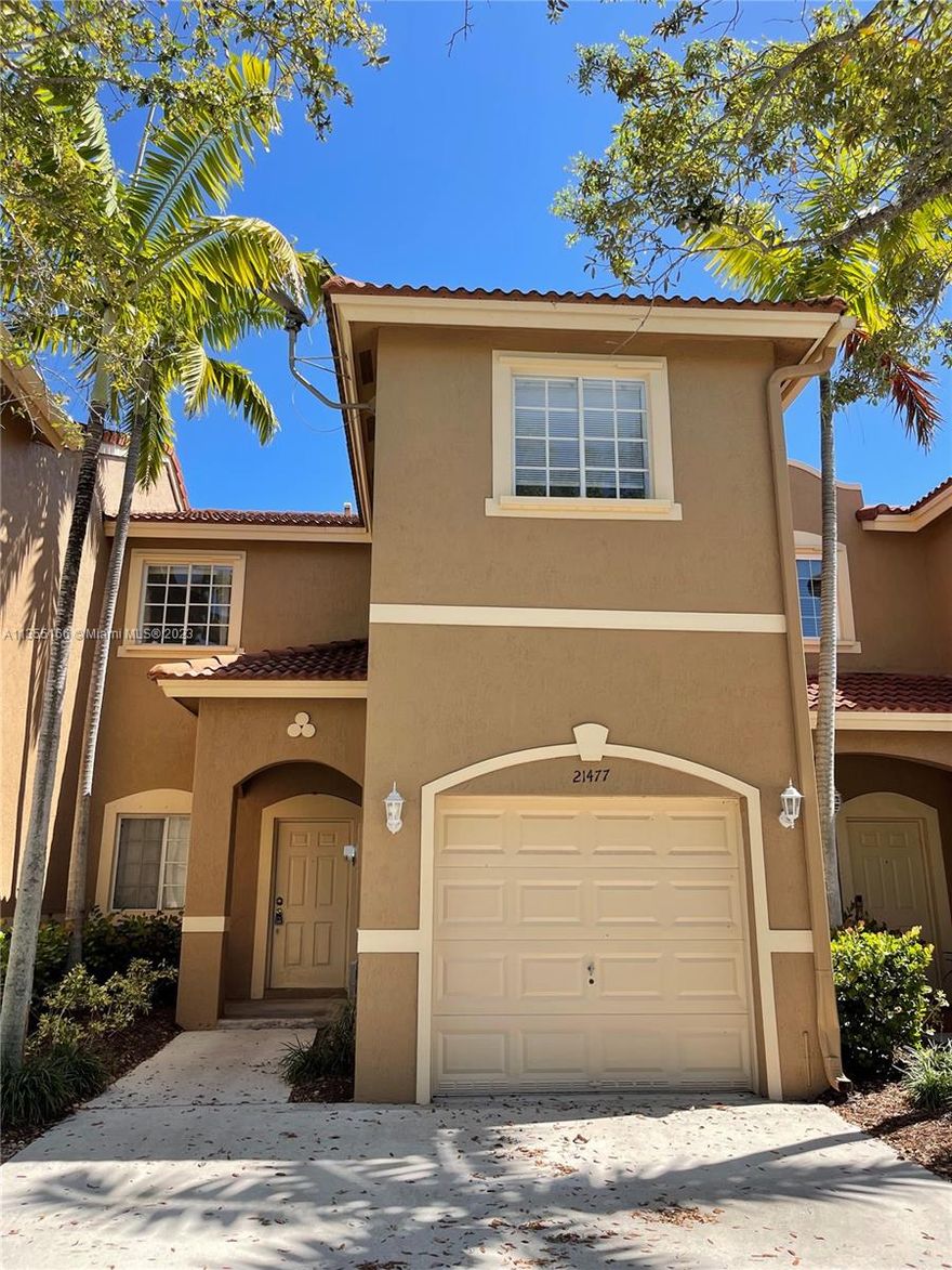 This is a very nice Townhouse, features 3 bedrooms, 2.5 Bath, Eat-in kitchen, large size living room, stainless steel appliances that includes a large refrigerator, Range with oven, dishwasher, Microwave, full size washer and dryer.  Nice size masters with walking closet, 2 other bedrooms upstairs and a full bathroom, Half bathroom downstairs.  NO CARPET.  Brand new A/C Unit,  Nice backyard great to entertain your family and friends. The townhouse comes with 1 car garage and spaces for another 2 cars, 3 parking spaces.  Cable and internet are included with the rent.  The community is gated and it has a private swimming pool and a fenced-in playground.  Only to month with approved credit, first and security. Owner will do a full background check at the tenant expense.  Small pet is allowed.