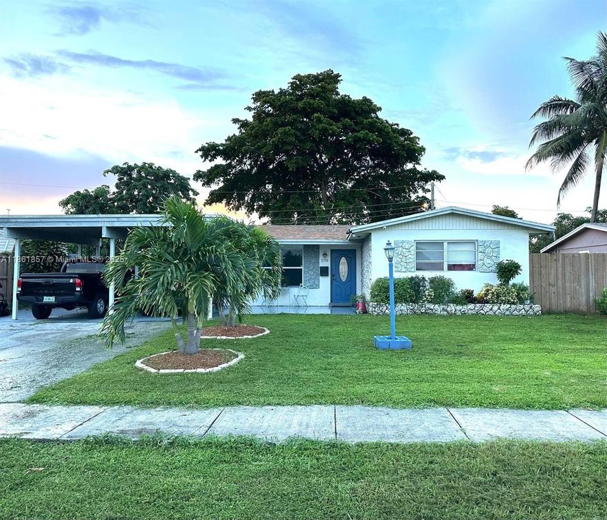 Beautiful single-story open layout home with 3 bedrooms and 2 full bathrooms. South facing home with plenty of sunlight throughout the day. New AC with smart thermostat and new ductwork. Completely updated with new modern white waterproof SPC floors throughout. The bright shaker style kitchen includes quartz countertops and full backsplash, recirculating hood, and stainless-steel appliances. The large island provides great workspace for cooking and lots of storage in addition to the large pantry. Master bedroom has blackout shades and private bath with marble walk in shower. Spacious, fenced backyard with pavers, a storage shed and a covered porch. Located minutes from I95 and 10 minutes from downtown Fort Lauderdale. Family friendly neighborhood close to shopping, gym, and parks.