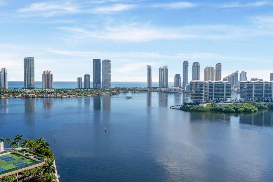 Fully Furnished - Best and most spacious (2,283sqft) Line in Aventura Marina Two - Panoramic Ocean and Intracoastal Views from 2 Balconies (270 degrees). 2 Bedrooms + Guess Bedroom (Den) + Media Room + Living/Dining Area/ 2.5 Baths. Upgraded Lighting + Kitchen Appliances + Window Treatments. Ready to Move In.