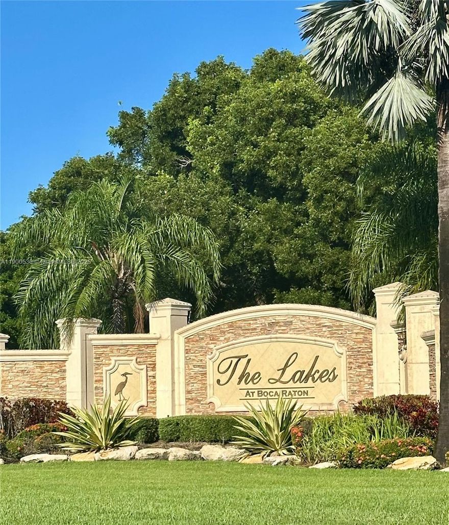 Stunning Corner unit  2 bedroom , 2 bathroom   Townhouse  in a  desirable neighborhood at Lakes At Boca Raton,  with Remodeled Bathrooms , Vaulted Ceilings, Freshly  Paint Throughout entire home. Brand New AC, on a quiet cul-de-sac, walk in closet in master bedroom,  full sized Washer & Dryer. RELAX  on the Serenity  Screened patio area, Community includes  basic cable and Internet included, Top rated schools,