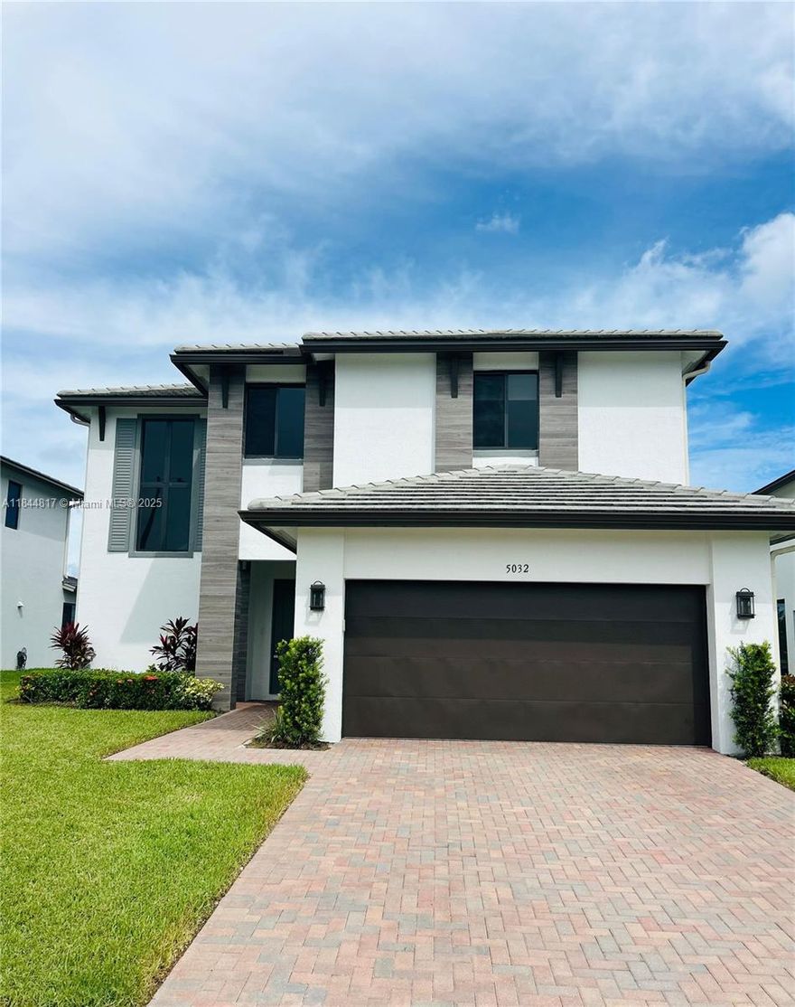 Beautiful two story 3,300 sqft brand new single-family Handford model house with amazing oversized fenced garden with open lake view plus screened back patio, 3 bedrooms and a study or 4th bedroom, 2 1/2 bathrooms. Opened contemporary floor plan with large kitchen with walk-in pantry, high ceilings, hurricane impact windows and outdoor, upstairs laundry room, 2-car garage. Oversized master bedroom, huge walk-in closet and master bathroom. Walking distance to Clubhouse with Resort Style pool, gym, sauna and other activities. Access to all Club at Maple Ridge membership benefits. Two community parks with tennis courts, dog park, basketball court, walking trails, soccer and baseball fields. Immediate occupancy upon approval.