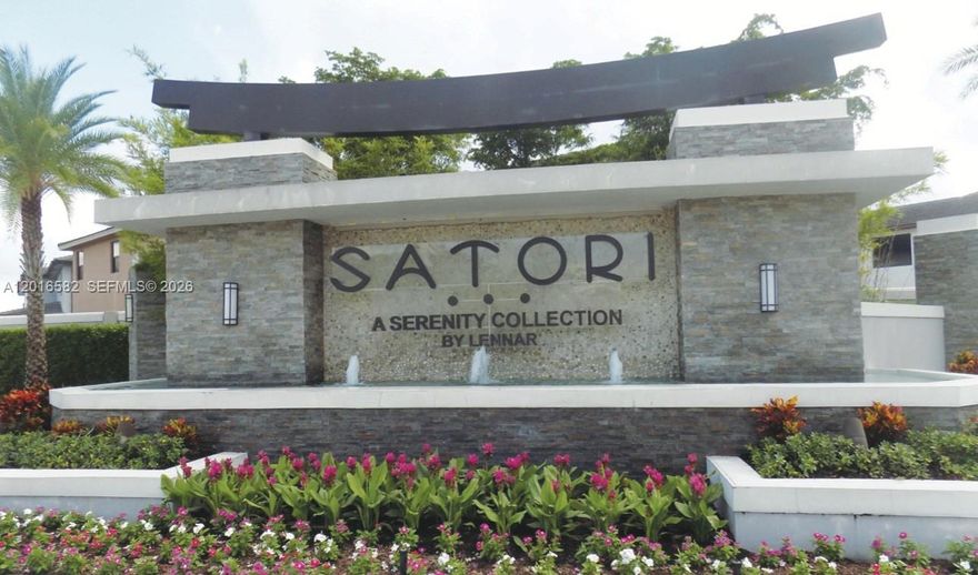 Beautiful townhouse located in the prestigious gated community of Satori in Miami Lakes. This modern residence offers spacious living areas, contemporary finishes, and access to resort-style amenities including clubhouse, pool, fitness center, playground, walking paths, and scenic lake views. Conveniently located near major highways including 1-75, Palmetto Expressway, and Florida's Turnpike, with easy access to shopping centers, restaurants, and top-rated schools.