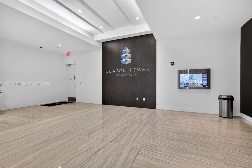 Move-in ready Class A office located on the 9th floor of the prestigious Beacon Tower in Aventura. This 1,034 sq. ft. professional office space features a functional layout with two private office divisions and offers panoramic city views from an elevated floor. The unit is ideal for owner-users or investors seeking a professional workspace in one of South Florida’s most dynamic business districts.

Beacon Tower offers premium amenities including a sky lounge, Terrace Park, wet bar, meeting lounge, and landscaped outdoor meeting areas, creating a modern and collaborative business environment.

Strategically located in the heart of Aventura’s commercial corridor and immediately adjacent to the Brightline station, providing convenient access for clients, employees, and business partners. The building combines modern design, strong visibility, and accessibility with low monthly maintenance, making it an attractive option for professional firms, consultants, legal, financial, or medical-related services.