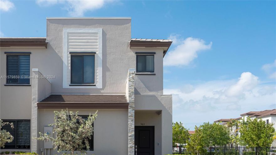 Corner Townhouse in a gated community, 3 beds and 3 baths and a modern open-floor concept. Step into the inviting eat-in kitchen with granite countertops, SS appliances, and ample storage space. The kitchen's centerpiece is a large center island. The living room is flooded with natural light, and from the dining room, access the private patio, a tranquil oasis for enjoying the fresh air. The 1st floor features a versatile bed or office space with an adjacent full bath. The 2nd floor hosts 2 beds, each with its own full bath, and the laundry area features convenient washer and dryer units. 2 assigned parking + guest parking. Community amenities: pool, Gym, BBQ, playground, just 3 milas from Aventura Mall.