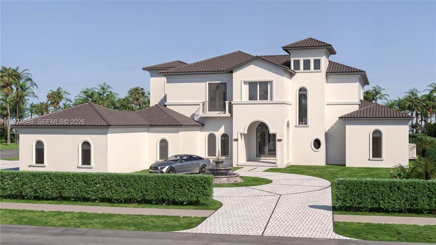 Remarkable new luxury estate designed for grand entertaining and refined living. This residence showcases elegant architecture and premium finishes. The chef’s kitchen features Sub-Zero and Wolf appliances, including a 48” French door refrigerator with external ice maker, double convection ovens, induction cooktop, microwave, and glass wall hood. Grand foyer with mosaic flooring inlay and chandelier with lift welcomes you into the home’s refined interiors. The great room features a fireplace, custom built-ins, large picture windows and surround sound pre-wiring. Highlights include an entertainment lounge with bar and wine display, formal dining room connected by an art gallery passageway, and a walk-in pantry with French doors, abundant storage, and secondary refrigerator.  The luxurious primary suite offers separate his-and-hers bathrooms and walk-in closets. A grand staircase with chandelier lift and a two-level traction elevator provide access between floors.The upper level features four ensuite bedrooms, each with private bath and walk-in closet, plus a loft with balcony overlooking the pool and terrace. A private guest suite on the main level adds flexibility for visitors.Outdoor living includes a summer kitchen, fireplace for wood or charcoal cooking, and expansive terrace. Additional features include two laundry rooms, climate-controlled IT closet, whole-home Wi-Fi wiring, abundant storage, and a 4-car garage with governor’s driveway and water feature.