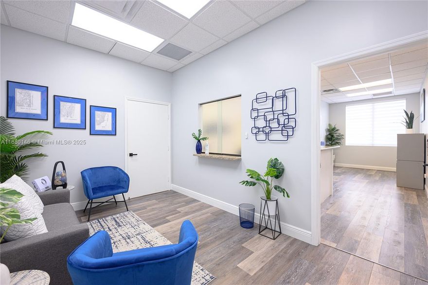 Turn Key Office Complete with Reception Area, Conference Room, Kitchenette with Sink and Microwave, Storage Room, Private Bathroom and the unit already comes furnished. Space is located in Hampton Professional Park near Sheridan St exit of I-75. Park offers plenty of parking, monument signage, door signage elevator in building.