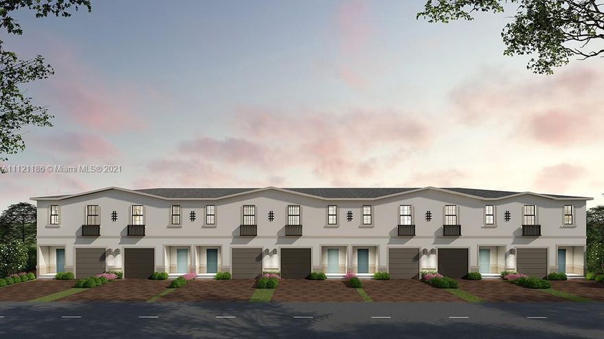 Beautiful Townhomes Brand New. Many Parks in the Community. 
EXPRESS COTTAGE PACKAGE- Modern White  Cabinets kitchen cabinets w Island . Ceramic Tile 18 x 18. Stainless Steel Appliances.
1 Car garage + 2 car driveway, fitting 3 cars at all times.
This beautiful unit is located in the quaint and well-kept Regal Palm Square, an open homeowner association community close  to all major highways  great restaurants and retail stores nearby, This area is gateway point between Miami FL  and the Florida Keys. *Pictures, photographs, features, colors and sizes are approximate for illustration purposes only and will vary from the homes as built.  These photos are not of the actual home but are similar to the home being built.
