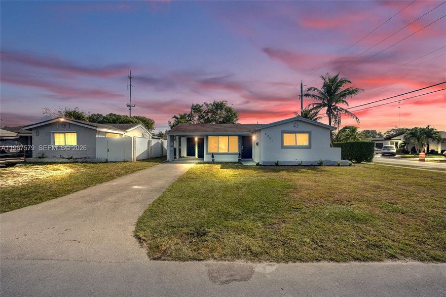 Welcome to this beautifully updated corner-lot home in the heart of Miramar! This move-in ready residence features impact windows, a brand-new A/C system, and a stunning newly renovated kitchen complete with stainless steel appliances. Freshly painted inside and out, the home offers upgraded modern window treatments, new tile flooring, and a bright, open layout perfect for comfortable living and entertaining. This home also includes a separate laundry room for added convenience and functionality. Enjoy relaxing or entertaining year-round on the screened-in back patio, creating additional outdoor living space.
Situated on a huge corner lot, there is plenty of room for gatherings, future expansion, or even a pool.
Conveniently located just minutes from I-95 and the Florida Turnpike, with quick access to Hard Rock Stadium, Hard Rock Hotel & Casino, shopping, dining, and major commuter routes.
This is an exceptional opportunity to own a fully upgraded home in a prime location. Schedule your private showing today!