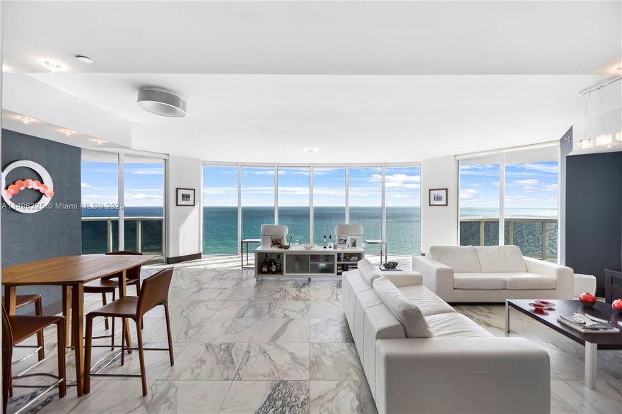 Indulge yourself in coastal luxury at Ocean Four Condo in Sunny Isles Beach. This 3-bed, 3.5-bath residence offers 2,755 sq. ft. of lavish living space with breathtaking ocean, city, and intracoastal views from two balconies. Revel in marble floors, a modern kitchen, and 5-star amenities including beach service, a restaurant, fitness center, spa, and pool. With 2 elevators, 2 assigned parking spaces, and valet parking, convenience is key. Prime beachfront location near parks and shopping plaza.
