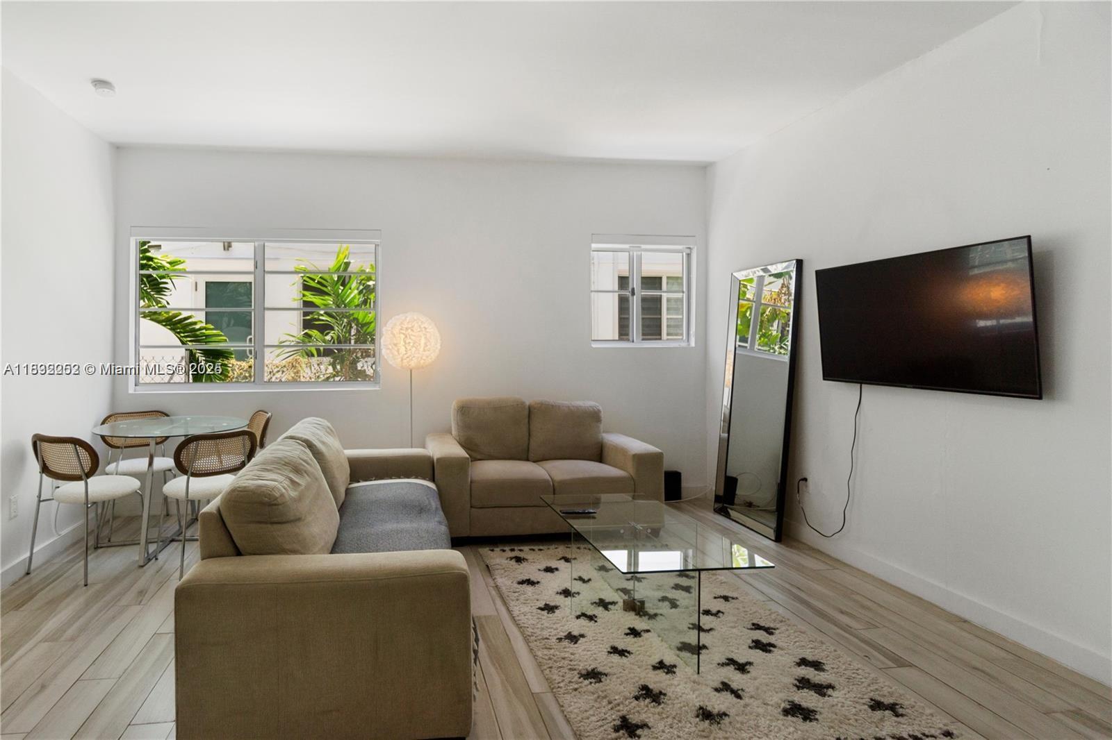 Great investment opportunity in Miami Beach! The flat is well divided and features wood ceramic floor all over, Italian style kitchen with stainless steel appliances, glass shower, washer and dryer. Wi-Fi included in the Monthly Maintenance. Elena condo is one of the best options to enjoy south beach with all the comforts and needs of a home, do not miss the opportunity to own it! Location is great, steps from Lincoln Rd mall and just a few blocks from the beaches. The apartment is rented until August 1st 2025 @ $1750/mo, 24h in advance notice for showings is required. Showings allowed on Mon-Wed-Fri 11am-1pm. Financing acceptable with min 50% down payment.