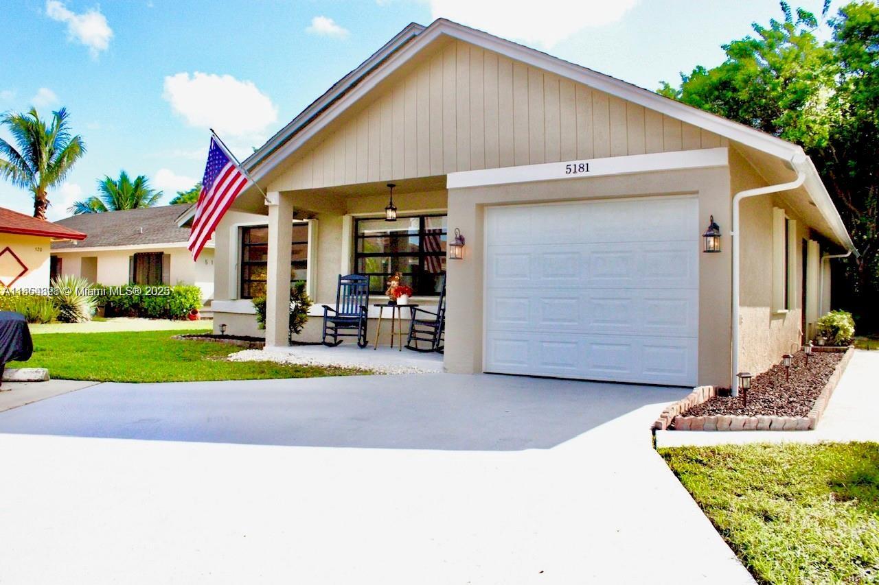 Beautiful 3-bedroom home situated on a cul-de-sac in a sought-after community. This home has been well maintained and features wood cabinets, subway tile backsplash, Samsung appliances, and tile floors throughout. Lighting fixtures and fans have been replaced, with remote-control blinds in front. Bathrooms feature modern finishes, and the primary suite offers a large walk-in closet. Both the front patio and back enclosed patio feature nonskid tile. The private backyard includes a spacious paver patio, perfect for cookouts. For peace of mind, the home also has accordion shutters along with smoke, fire, and carbon monoxide detectors. The community offers a pool, tennis courts, and a playground. Rent includes access to amenities, lawn maintenance, and pest control.