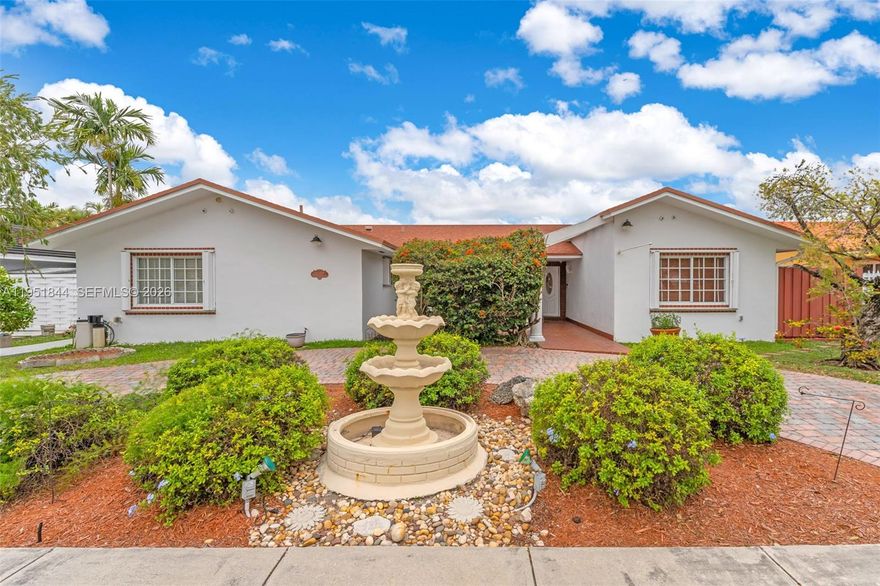 This stunning single-family residence seamlessly blends of comfort, elegance, and functionality, nestled on a quiet cul-de-sac in a highly sought-after neighborhood offering enhanced privacy and safety. The home features 4 bed and 3 bath which including a spacious private apartment with its own entrance, bathroom, washer and dryer, separate alarm system, ideal flexibility for extended living or income potential. Enjoy generous living and dining areas, a beautifully appointed kitchen with premium finishes made with real maple wood, and an inviting entertainment space perfect for gatherings. Notable upgrades include a new Owen’s Cornings HD roof (2023) with warranty until January 2033, A/C system (2021), whole-home water softener system, accordion hurricane shutters through the house and impact for the the irregular windows, with brand new gutters installed in 2023. Comprehensive security cameras throughout, and a large circular driveway. Step outside to your private backyard oasis featuring a saltwater pool fully remodeled in 2016, complemented by elegant travertine pavers, a gazebo made from Willard islander stainless steel shutters that withholds winds of category 4 hurricane, and an outdoor stainless steel BBQ area—perfect for relaxing or entertaining. No homeowners association. Conveniently located near top-rated schools, parks, shopping, dining, and more. Current owners bought this home February 1998 making them second owners of this home. Come see today before its gone