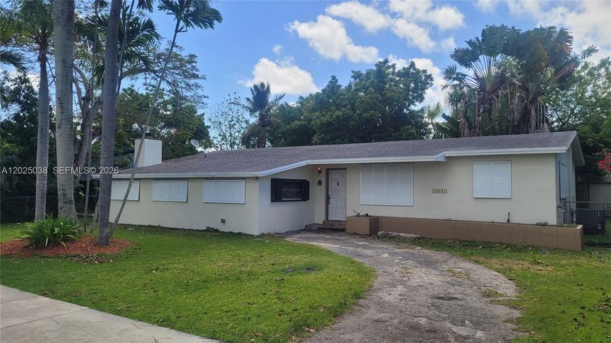 Charming mid-century home in a highly sought after neighborhood of Cutler Bay. Built in 1959 this 4 bedroom 2 bath 1,714 square foot home is brimming with potential.  Though it needs some TLC, its prime location offers a fantastic opportunity to create a dream space. Just minutes from parks, shopping and top rated schools, this home is blank canvas in a perfect setting.