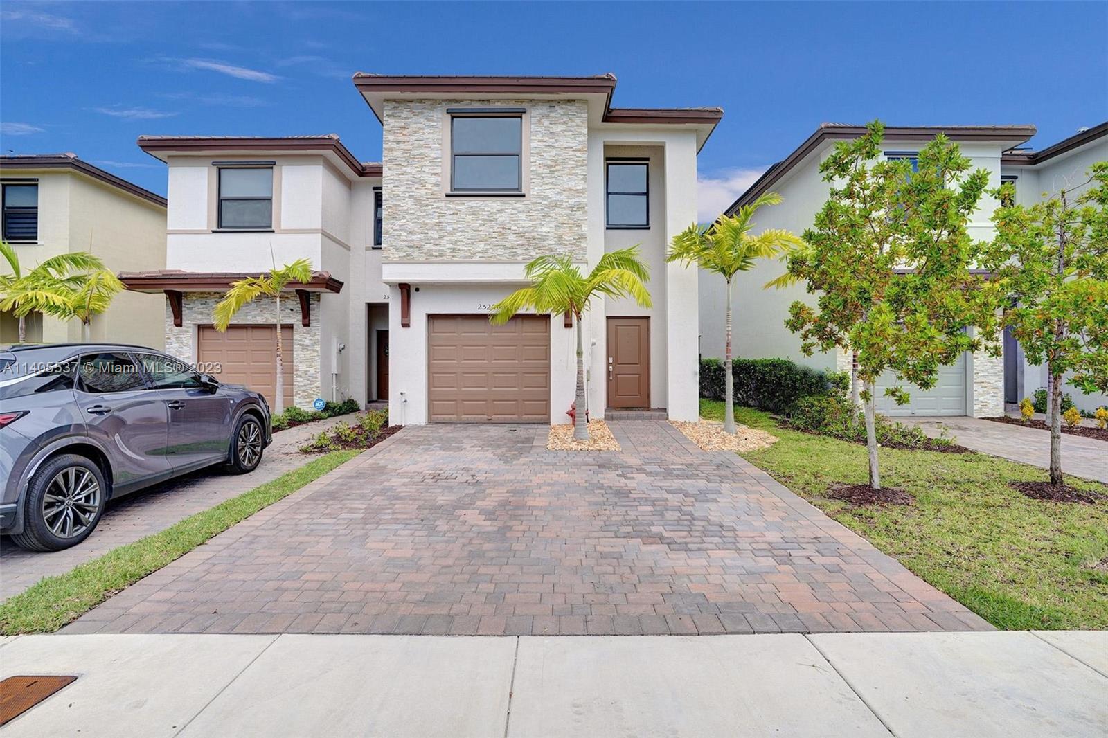 Immaculate & Remodeled 3 bedroom 2.5 bathroom *TWIN HOME* BUILT IN 2021 BY LENNAR with a 1 car garage located in the most desirable neighborhood of Campo Bello. Over 1,700+ sq ft of luxury living in this immaculate and upgraded home-open floor plan, lots of natural light, tiled floors on first floor, huge kitchen island perfect for entertaining! All bedrooms are located on the 2nd floor with 2 full bathrooms and 1/2 bathroom on first floor! Upgraded light figures/fans, floors, kitchen and paint! The primary suite offers space for a sitting area! Large and private fenced backyard with room for a pool! Centrally located with easy access to the Florida Turnpike and walking distance to community pool/clubhouse! Pride in ownership shows in this home, don't miss out!
