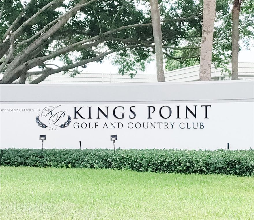 NICE 1st FLOOR 2BEDS/2BTHR CONDO IN DESIRABLE KINGS POINT 55+ GOLF AND COUNTRY CLUB. CONVENIENTLY LOCATED 10 MINUTES AWAY FROM DALRAY BEACHES. COMPLETELY RENEWED. SS APPLIANCES. GRANITE COUNTER TOP. TILE FLOORS. WASHER/DRYER. ENJOYABLE AND GATED COMMUNITY. PLENTY OF AMENITIES AND ENTERTAINMENT. 2 ON SITE RESTAURANTS. 3 CLUBHOUSES. 2 18-HOLES GOLF COURSES DESIGNED BY ROBERT TRENT JONES, TENNIS /SPORT COURTS. EXERCISE STUDIO. BALLROOM. STATE OF THE ART THEATRE. COURTESY BUSES.