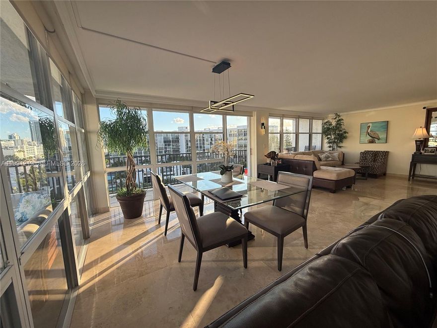 2 bedroom and 2 bathroom with a spacious DEN, 1430 sq ft of living area, the perfect condo for everyday living or rent right away after the purchase.Open layout and abundance of natural light due to its corner location and floor to ceiling windows.Step outside onto the wrap-around balcony and enjoy peaceful views of the Intracoastal and ocean breezes. It’s the perfect spot to start your morning with coffee or unwind at the end of the day.Amenities: tennis,pickleball,sauna,pool,gum,clubhouse, attended lobby and more. HOA includes all utilities - you only pay electric. Newer AC and perfectly maintained unit. NO laundry in unit. Each floor has shared common laundry facility. Walking distance to the ocean, shopping , parks and more.