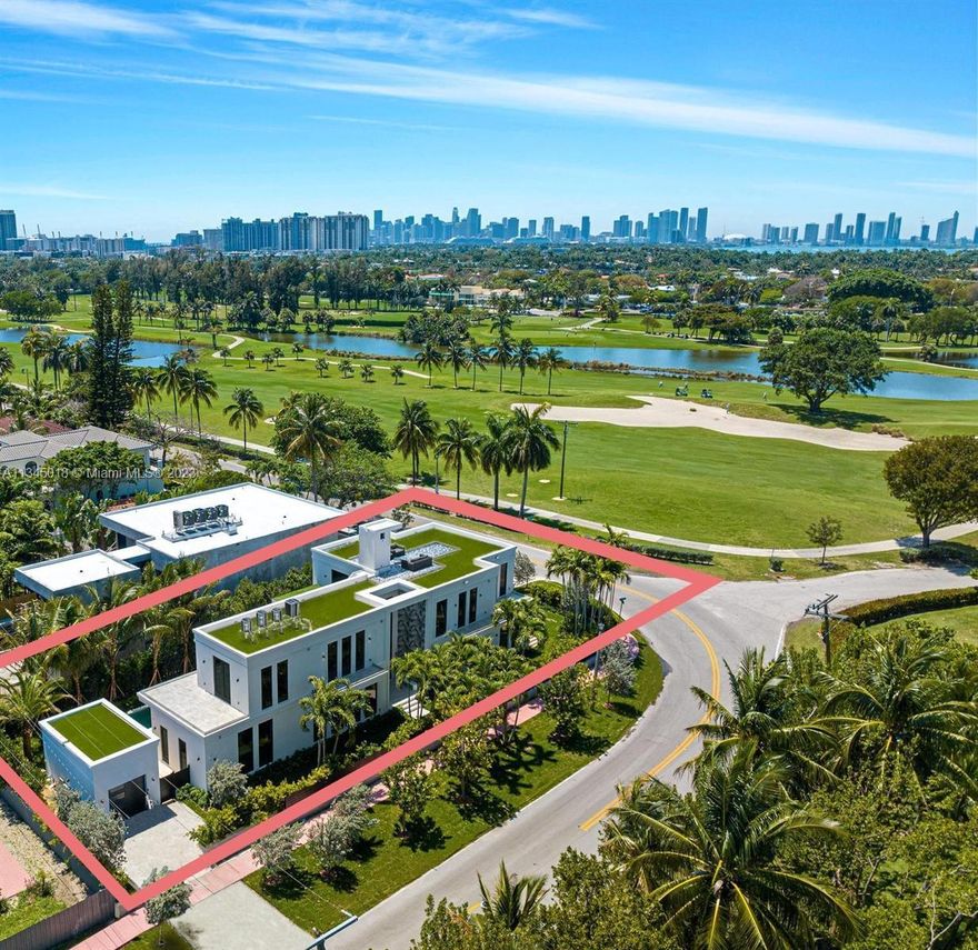 NEWLY BUILT SUPER LUXURY MODERN DECO ESTATE OVERLOOKING MIAMI BEACH GOLF COURSE! Luxurious Finishes in 5,336 Adj SF Interior. Villa Boasts 11 FT High Ceilings w/ 6 Bed + 6.5 Baths. Modern Construction Built on a 10,400 SF Corner Lot. Manicured Outdoor Entertaining Area w/ 40 Foot Heated Saltwater Pool. White-Washed European Herringbone Design Oak Flooring; Custom Kitchen w/ Oversized Porcelain Countertop w/ Miele Appliances & Wine Fridge. Hot & Cold Water Dispenser + Full Service Kitchen (Kosher). All Bedrooms Enjoy Terraces. Huge Marble Master Suite & Master Bath. Through Elevator Enjoy Gorgeous Sunset Views from Rooftop Terrace. Lutron Home Automation. Garage for 1 Car + Space to Accommodate Lift. Generator Ready.