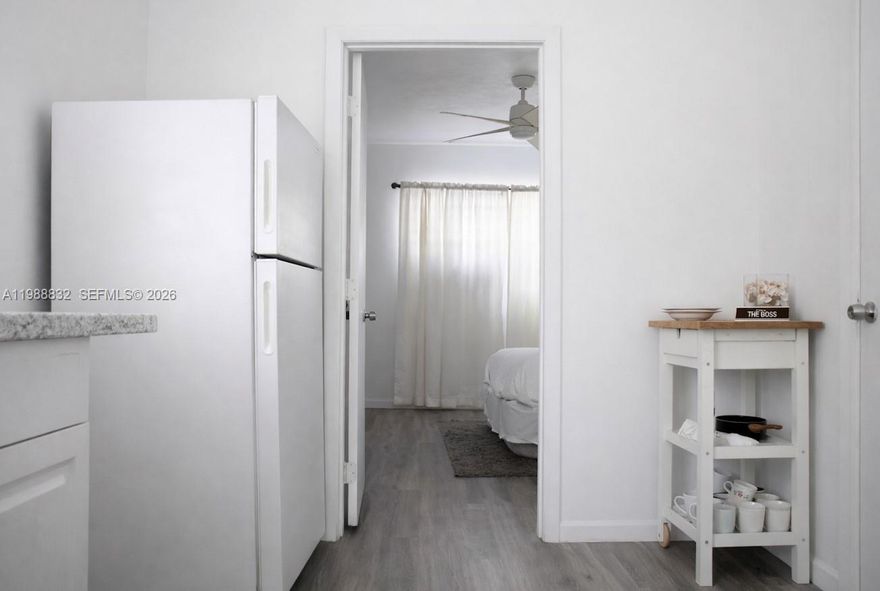 Charming and thoughtfully updated studio unit featuring a bright, open layout and modern finishes throughout. The space offers beautiful flooring, a clean white kitchen with ample cabinetry, and a well-maintained bathroom with sleek, contemporary touches. Natural light fills the unit, creating a warm and inviting atmosphere.  Conveniently located near major highways, shopping, dining, and entertainment. Move-in ready and easy to show.