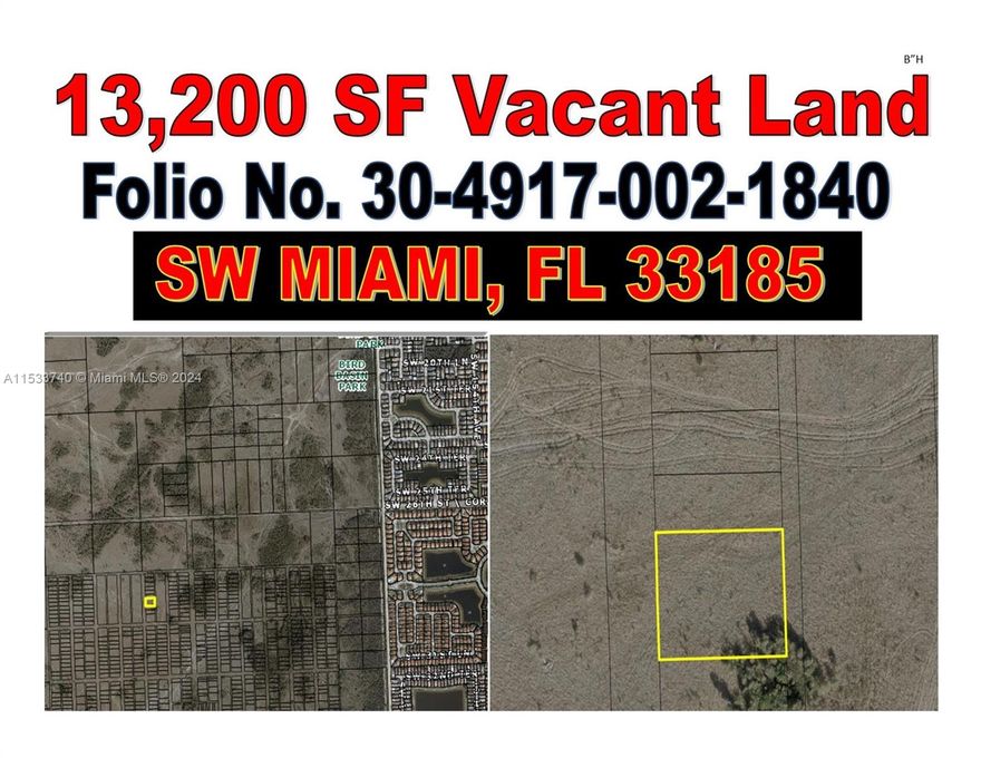 Incredible Opportunity in Southwest Miami!

Own approximately 13,200 SF of land featuring 100 feet of frontage and 132 feet of depth
This is an unbeatable price at only $110,000, offering exceptional value in a rapidly growing Miami submarket. .

Property Highlights:
±13,200 SF Lot
100’ Frontage x 132’ Depth (approx.)
Excellent Southwest Miami location
Outstanding price for the area

Buyer must conduct their own due diligence and verify exact lot dimensions and permitted uses.
Property is sold As-Is.