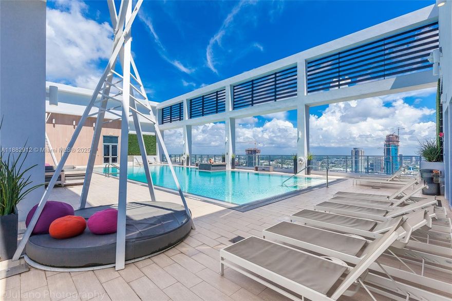 Stunning Studio apartment is the perfect place for anyone looking to experience city life in downtown Miami. With high ceilings and polished concrete floors, you'll be delighted by the modern and chic feel of this unit. Enjoy
incredible views from your private balcony of both the city and partial water views. The building offers a range of
amenities including a rooftop pool, fitness center, sauna, lounge & social room all designed by renowned designer
Yves Behar. The home comes complete with stainless steel appliances plus a front-loading washer & dryer. To make life even easier there's free high-speed 400 Mbps internet included as well as Apple TV with over 120 basic
channels! Just a few blocks away from American Airlines Arena, Bayside Marketplace, and Brickell City Centre.