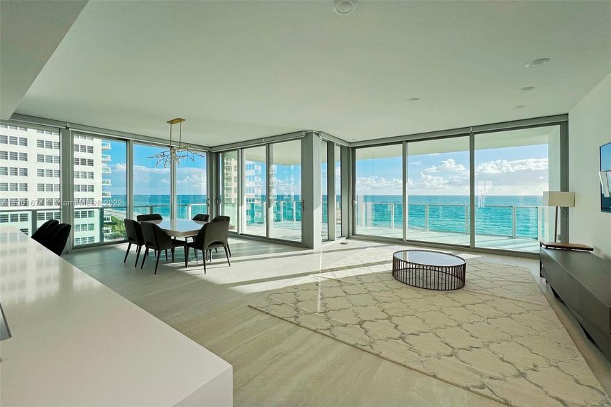 Experience oceanfront living in an exquisite freshly painted residence with brand new floors at L'Atelier in Miami Beach! This immaculate direct ocean half floor residence offers a
spacious flow through floor plan with stunning east/west facing terraces and is 1 of only 25 total residences in the building. These 3 bedrooms/3.1-bathroom residence boasts 2,133 interior SF plus expansive 1,069SF of terraces with a private whirlpool spa, private elevator entry, marble flooring, & 10' ceilings. L'Atelier offers 24hr.valet, pool & beach service, oceanfront infinity edge swimming pool, poolside cabanas, bar, whirlpool spa, hammock garden, spa facility w/sauna & Hammam, & double height fitness center. Enjoy the life you deserve! SEE BROKER REMARKS - USE SHOW ASSIST