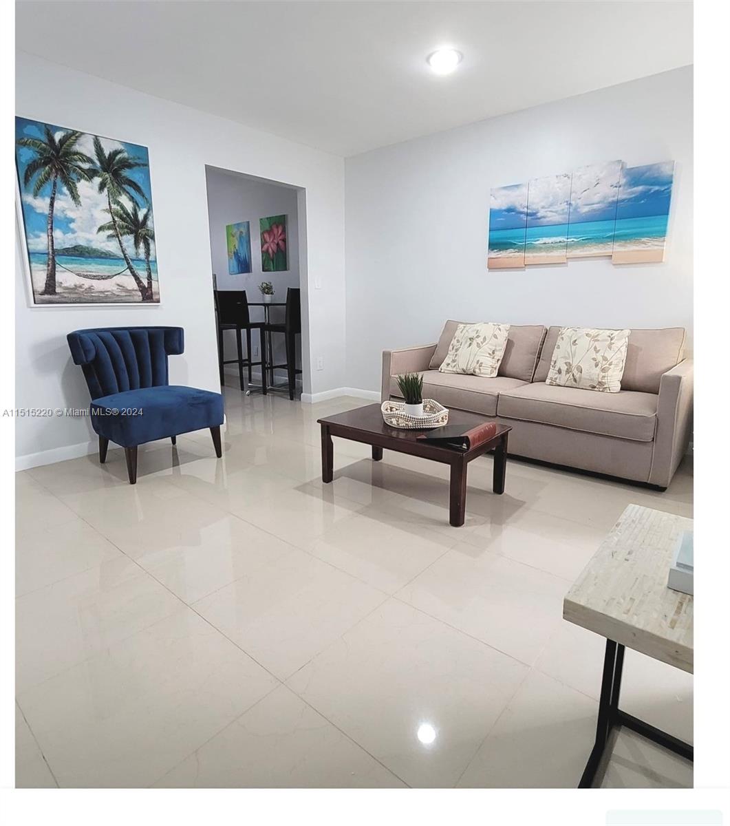 Location, location, location! Lovely 2 bedroom, 1 bath. Located in a quiet, central location in Hollywood. East of US-1, this apartment is also a few blocks away from Hollywood "Young Circle", Barry University, Publix, local grocery stores, shops, malls, Golf Club, boardwalk, casinos and the beach. Beautiful residential, quiet neighborhood available partially furnished or unfurnished. WiFi is available, as well as parking and stainless steel appliances and porcelain floors.Tenant shall be responsible to pay additional $150 monthly for ALL utilities: Electricity, Water , sewer and Trash, landscaping, parking.Call today while still available.