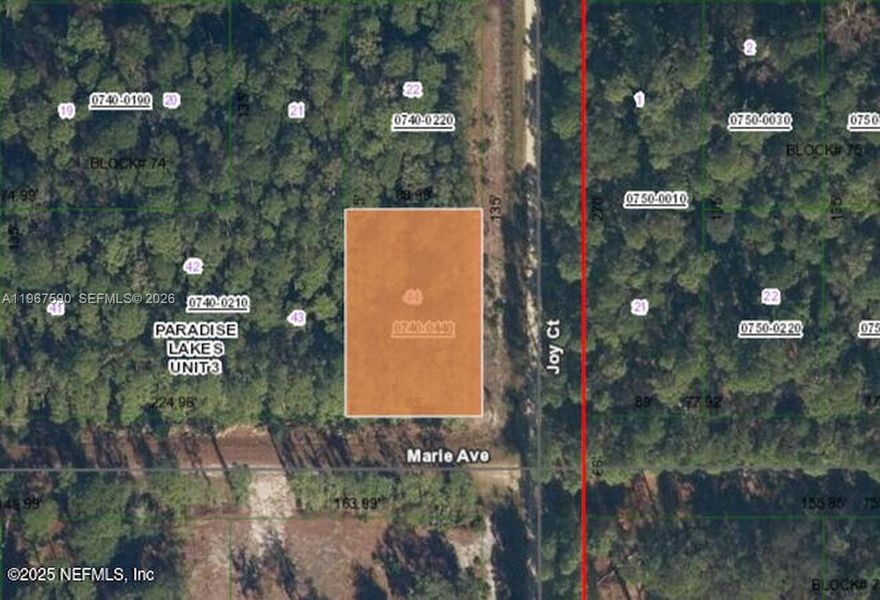 Rare triple-lot package totaling approximately 0.70 acres (30,492 sq ft) in Paradise Lakes, Georgetown. Three adjoining lots sold together. Zoned residential – mobile and manufactured homes allowed. Quiet rural setting with paved road access. Heavily wooded for privacy. Community offers gated access to the St. Johns River with boat ramp and dock within walking distance. Ideal for building, weekend retreat, RV setup, or land investment. Priced at $44,900.
