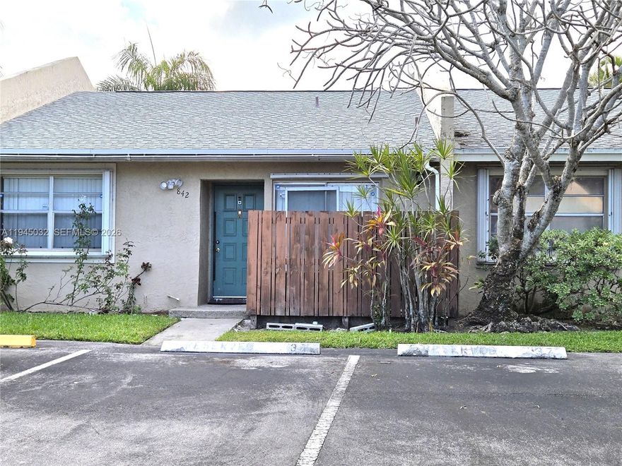 Nice and comfortable 2 bedroom 2 bath partially updated villa in all ages community. Newer laminate floors, newer roof (2020), updated bathrooms, with washer/dryer inside the unit. Small front patio. It offers 2 assigned parking spaces, guest parking, community pool. Great location in Coconut Creek, close to restaurants, shopping, post office, pharmacy, movie theaters, parks and the Turnpike.  Pet friendly community. Coconut Creek is a great city to live in. All information including that produced by the Owners or Listing Company are subject to errors, omissions, or changes w/out notice.