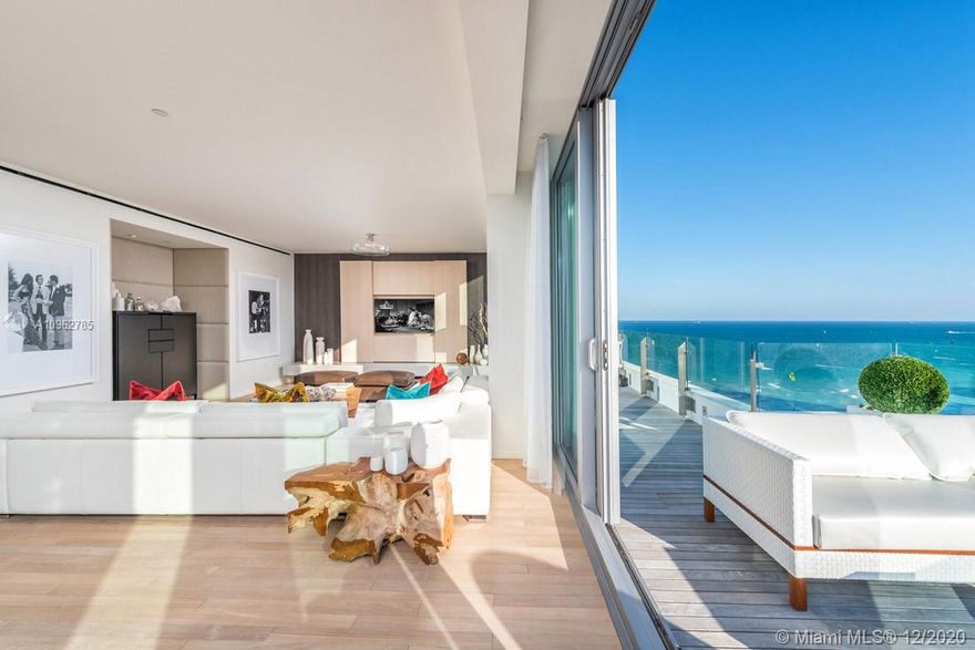 Exceptional one-of-a-kind, fully furnished Penthouse encompassing the top 3 floors of The Edition Residences, Miami Beach. Designed by Ian Schrager this 3 bedrooms, 3/2 bathrooms sky home with stunning views of sunrise and sunsets over the ocean, the bay  and downtown Miami This house in the sky offers a private elevator for access to every floor, custom teak enclosed staircase. The rooftop terrace offers 2,456 SF for the most impressive views and outdoor living spaces unlike any residential building. Entertain family and friends from the outdoor kitchen and unwind in your private jacuzzi. The Edition offers  5-star services and amenities, including beach service, Chef Jean Georges Matador restaurant and terrace, signature Spa, 24 hour concierge, valet parking and more.