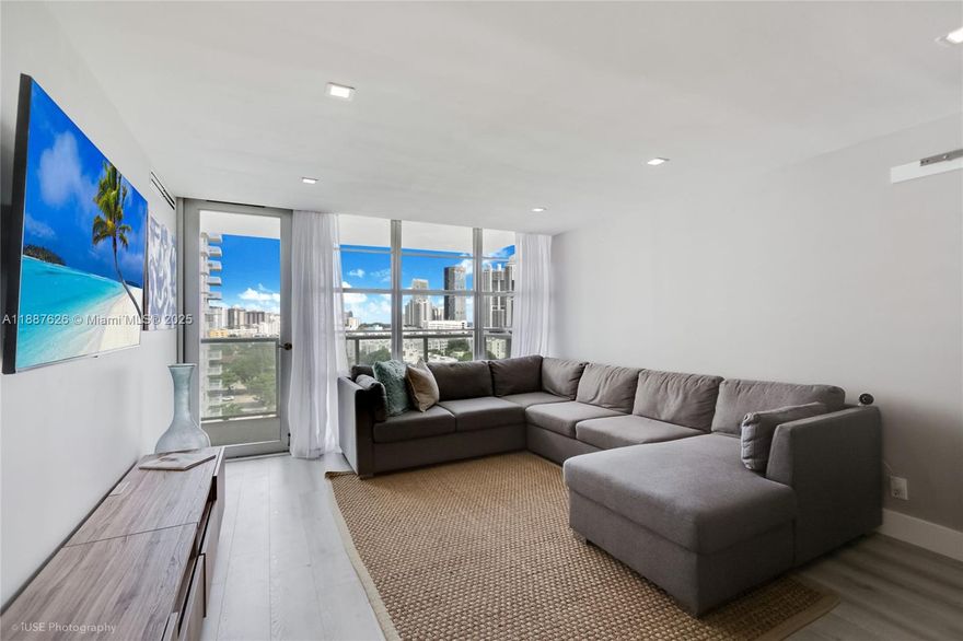 Captivating and luxurious… This impeccably remodeled 2 Bed, 2 Bath residence invites you to embrace breathtaking city and ocean views from the moment you enter. Every detail has been thoughtfully upgraded: beautiful flooring, sleek stainless appliances, generous built-in closets, and an airy open layout. The building itself has undergone a stunning transformation, featuring a redesigned lobby, updated balconies, pool, gym, game room, and waterfront BBQ area. A truly beautiful, gentle retreat in the heart of it all. Rented Fully Furnished, for yearly lease.