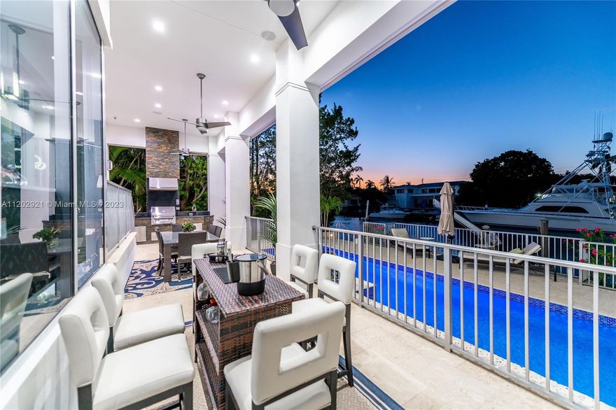 Gables by the Sea modern elegance 2014 7BD 7BA estate w/100' direct ocean access on serene Lugo waterway. Prof landscaped for beauty & privacy w/circular paver driveway on elevated 12k lot. Generator, gas/hi-end appl w/italKraft kitchen. Custom finishes throughout, individually designed bths (all en-suite), lighting fixtures & smart house system. Double height ceilings showcase impressively appointed liv areas opening to htd saline pool, waterway, multiple balconies, summer kit & covered veranda. 2014 concrete dock for mega yacht + 10k lb boat lift. Permitted in 2014 by CLN. Office, laundry, 2-car AC gar + storage. The finest waterfront living includes the very best schools, top-tier municipal services in a tree-lined walker-friendly guard-gated community, including a neighborhood park.