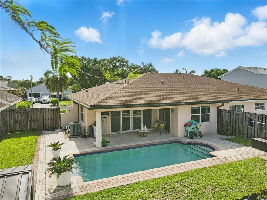 Welcome to your dream home! This delightful one story Villa featuring spacious 2 bedrooms & 2 Full bathrooms 1-car garage & a stunning private, fenced yard with a pool, ideal for those hot summer days. Full impact windows & doors ensuring safety & energy efficiency. Located in the desirable city of Cooper City, you will benefit from access to excellent schools, making this home perfect for families. The backyard is an entertainer's paradise, perfect for grilling & hosting summer gatherings by the poolside.With low association fees of just $60 a month, no rental restrictions this is an incredible opportunity to own a beautiful home in a fantastic community. FHA/VA approved, no screening process, fast closing. Don’t wait, schedule a viewing today & make this lovely property yours!