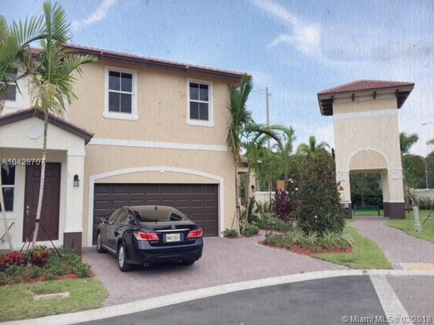 Built in 2015! Corner town home 3/2 with 2 car garage! Hurricane impact window, granite in bathroom and kitchen, stainless appliance, 1st floor tile and 2nd flood wood, under mount sinks, energy efficient tankless hot water heater! Covered porch, private fenced backyard, separate laundry room upstairs, balcony outside of master bedroom. Gated entry, heated community pool with cabana house, low HOA fees! Walking trails with access to shopping and restaurants! Why pay high developer fees and wait? Bring your buyers, will not last long!!!!