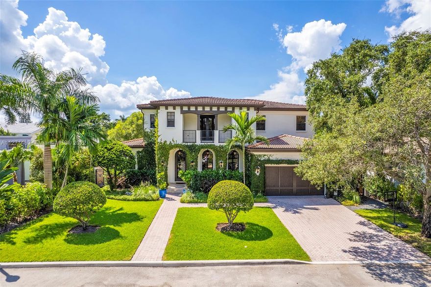 Stunning Mediterranean style 5-bed, 2-story home on a 10,000 SF Lot in the highly coveted Bay Harbor Island - only a short walk from the beach! Voluminous high ceilings offer a striking and grand impression when entering the residence. New modern white kitchen with bar and wine cellar make 1270 97 St ideal for entertaining guests. Enjoy a sunny day from a spacious backyard with pool, shaded seating area and more that optimize outdoor living. Creeping vines along the home's wall give the exterior an Italian villa vibe. Enjoy manicured landscaping and tropical gardening from balconies facing the front and back. Has a 2-car garage and located in a great neighborhood in an excellent location with world-famous Bal Harbour Shops, A-rated schools, and houses of worship within walking distance.