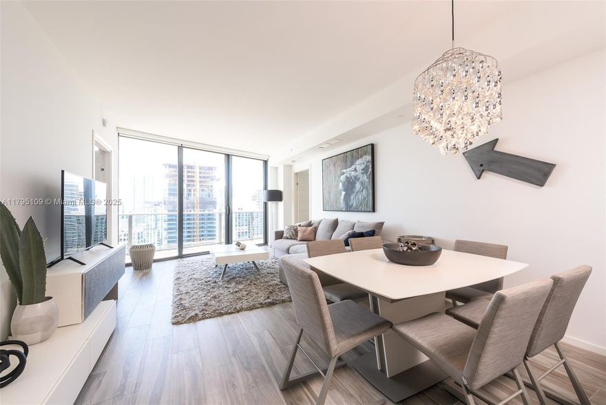 Fully furnished 2-bed + den, 2.5-bath at SLS Lux Brickell with private elevator entry and tasteful designer upgrades. Enjoy high-end furnishings, custom finishes, and an expansive balcony with stunning skyline and bay views. Kitchen features Sub-Zero & Wolf appliances, Nest system, and smart home tech. Resort-style amenities include two pools, spa, gym, rooftop lounge, tennis & basketball courts, Cava lounge, and poolside service. Just steps from Brickell’s best dining, shopping, and nightlife. Move-in ready!