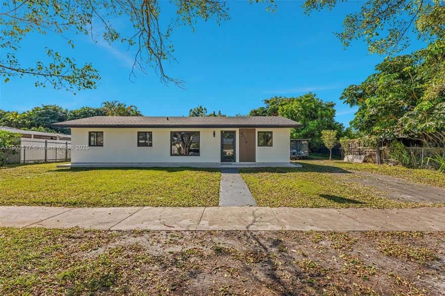 Beautifully renovated 3BD/2BA home in Miami Gardens! Features new roof, impact windows, new HVAC, modern kitchen with stainless steel appliances, quartz countertops, stylish baths, new flooring, and open, sunlit living spaces. Large yard, move-in ready, close to highways, shopping, dining, schools, and parks.”