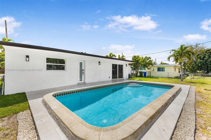 Welcome to this beautifully renovated single family home in the Heart of Margate. This 4-bedroom, 2-bath home sits on a 7,350 sq. ft. lot and features a new roof & A/C, updated electrical & plumbing, and all-new appliances. The open floor plan is perfect for modern living, seamlessly connecting the stylish kitchen to the spacious living area. Hurricane-impact doors & windows provide peace of mind & energy efficiency. A utility room adds extra convenience. Step outside to your private backyard oasis with a sparkling pool, spacious patio, and a large yard, ideal for entertaining or relaxing. With no HOA restrictions, you have the freedom to make it your own. Located in a family-friendly neighborhood near shopping, dining, parks, and top-rated schools, this move-in-ready home is a must-see!