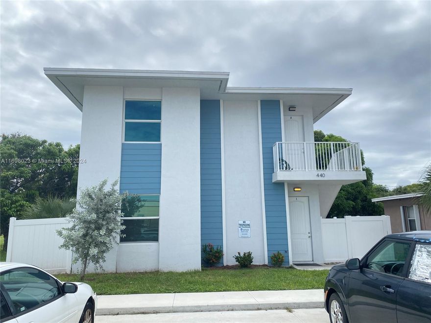 For Sale New Construction Duplex in West Palm Beach. One unit per story. Both units are identical 3beds/2baths, featuring laminated floors, a beautiful kitchen with stainless steel appliances, a washer and dryer on each unit, large dining and living areas, a patio, two parking spaces, and more. Separate electric meters and one water meter for both units. It is located in Pleasant City, close to schools, parks, community centers, houses of worship, restaurants, shopping, major roads, and highways. Great Opportunity!!!
