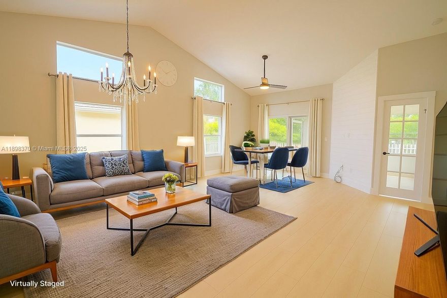 This updated 2-bed, 2-bath home with an extra versatile den offers a brand-new 2025 kitchen with 36" cabinets, quartz countertops, and most new appliances. 2024 Washer/Dryer, beautiful new lighting, new flooring, paint, premium window treatments, and new water heater. Bathrooms updated, plus custom 8’ walk-in closet system.  New tile on front entry and rear patio. House is freshly painted inside and out and it sits on an oversized lot with no rear neighbors. Enjoy a quiet setting and friendly neighbors with a community clubhouse, large pool perfect for laps, spa, fitness and game rooms. Lower HOA includes alarm monitoring, lawn care & more! Hampton Lakes is a well-maintained 55+ community on the Boynton/Delray line, just 15 minutes from the beach. "As-Is" More photos coming soon.
